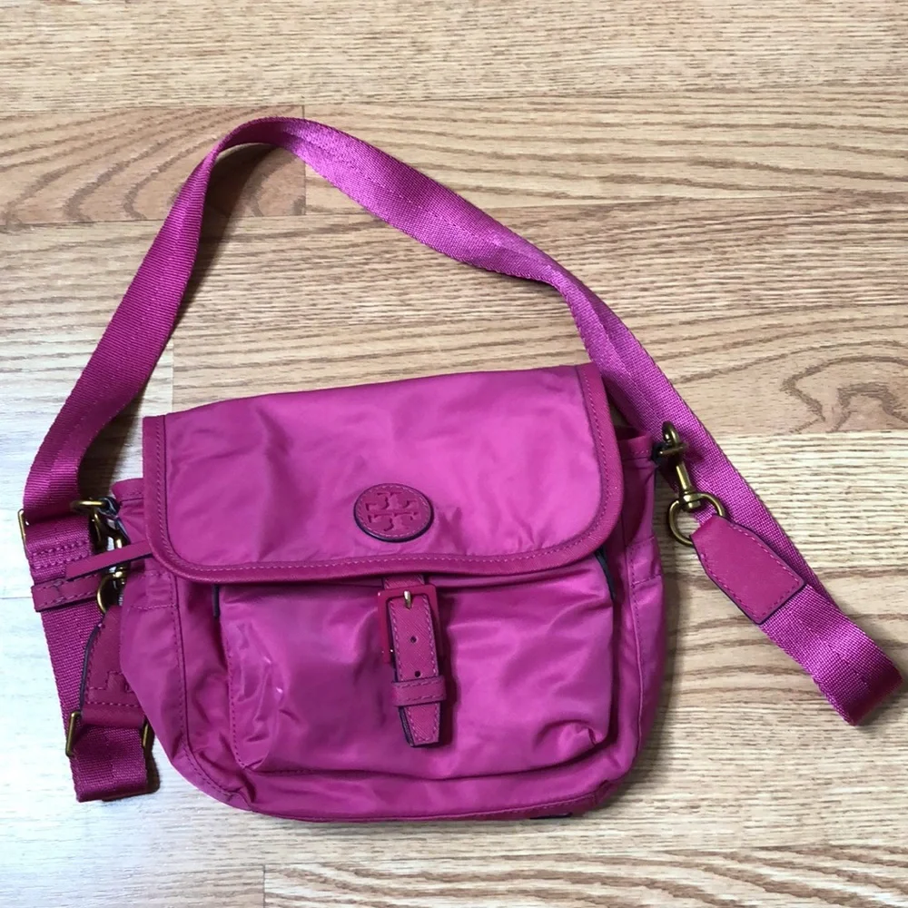 Tory Burch Hot Pink Nylon Crossbody Shoulder Bag
